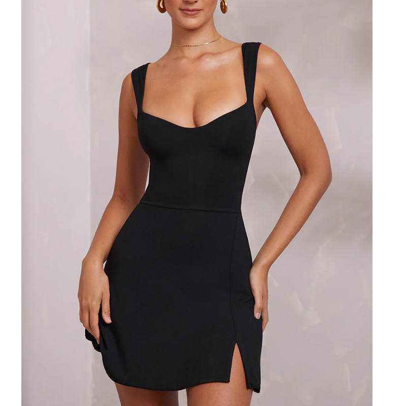 Vestido Corto de Tirantes con Espalda Descubierta