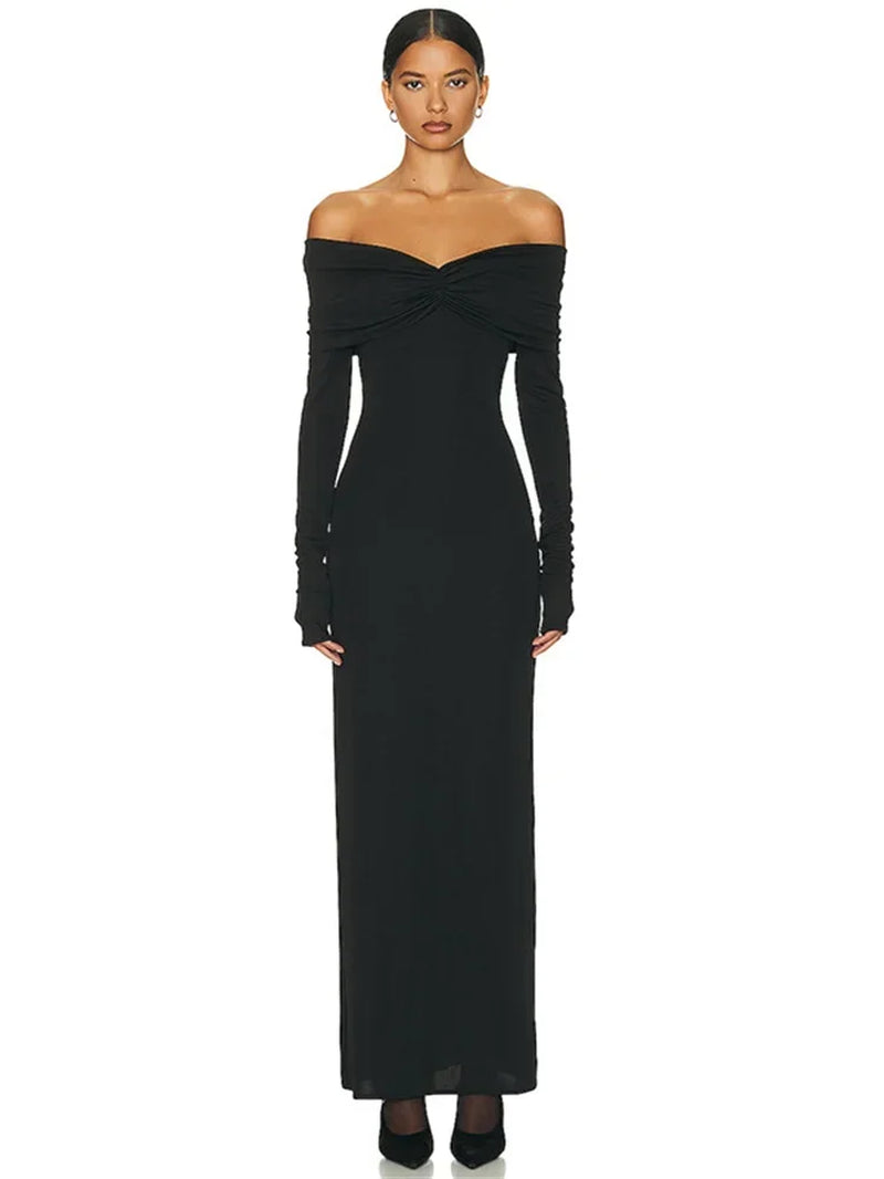 Vestido Maxi Elegante con Escote Bardot
