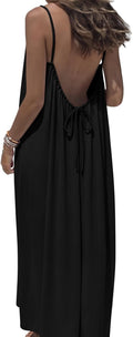 Summer Dresses for Women 2026 Backless Cami Maxi Sundresses Spaghetti Strap Beach Vacation Clothes Swimsuit Coverup